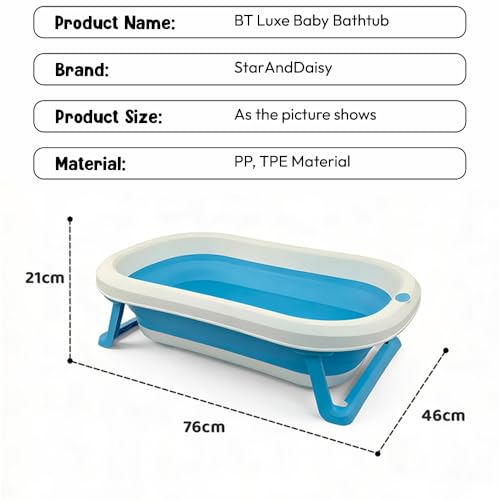 Image of StarAndDaisy Baby Bath Tub for 0 to 5 Years /Bath Tub for Kids 0-3 Years, Tub for Girls & Boys with Foldable Legs, Easy to Store -Sky Blue