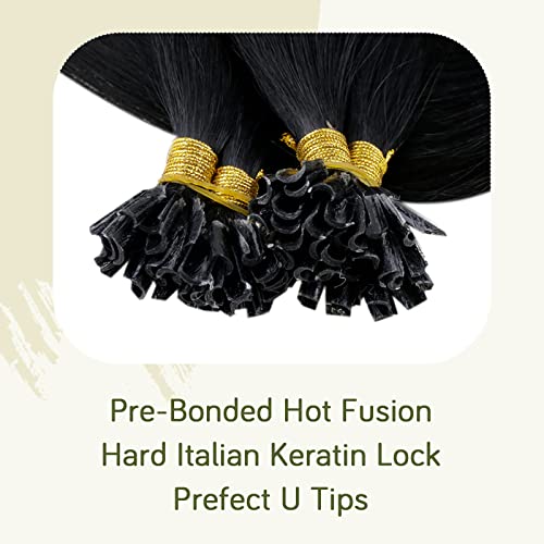 RUNATURE U Tip Hair Extensions Real Human Hair 18 Inch 50g 50s/Pack Black Hair Extensions Remy Straight Hair #1 - Image 3