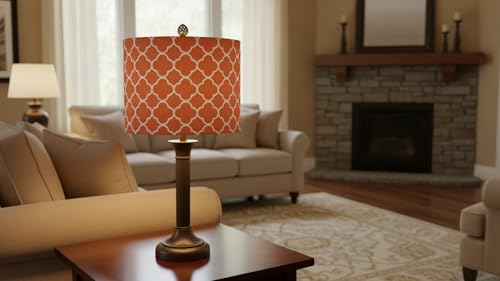 Image of Aspen Creative 31096 Transitional Drum (Cylinder) Shaped Spider Construction Lamp Shade in Orange, 12 inch Wide (12 inch x 12 inch x 10 inch)