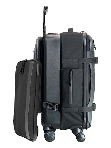 Taskin Denali | Large 4 Wheel Hardside Hybrid Spinner Carry-On Luggage + Detachable Sleeve | Black (Improved)