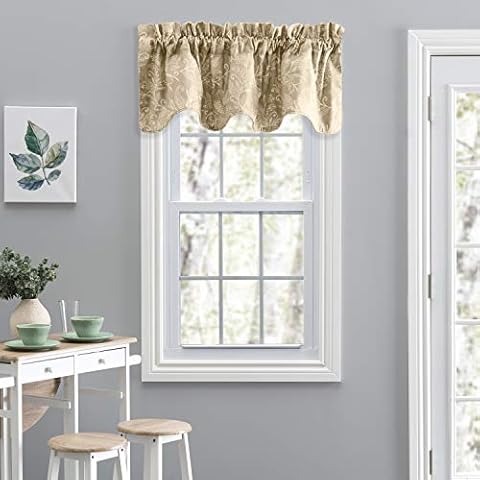 Ellis Curtain Lexington Leaf Scallop Valance, Tan, 58.00" x 15.00" Cover