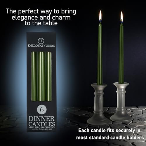 DECO EXPRESS Candles Set, Pack of 6 Classic Dripless Tapered Metallic Dinner Candles, Unscented with 8 Hours Burning Time - Image 3