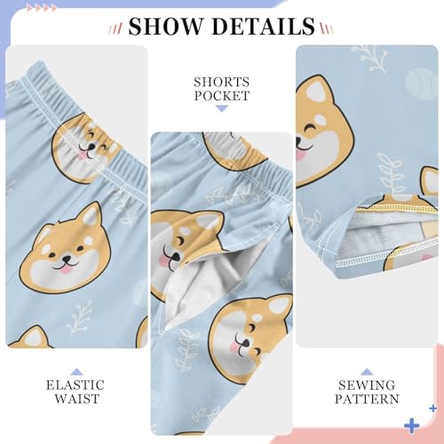 Boys' Pants Dogs Shiba Inu Faces Cute Long Bottoms Jogger Pants Elastic Waist Trousers with Pockets S-XL4