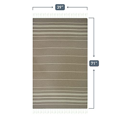 Havluland Turkish Beach Towel,100% Cotton Oversized 71X39 Turkish Bath Towels, Sand Free Beach Towels, Lightweight Absorbent Quick-Dry Outdoor Camping Beach Blanket (Brown) #TOP3