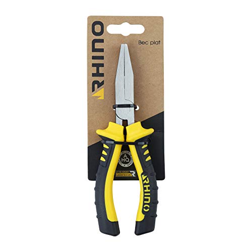 RHINO Universal Flat-Nose Pliers 160 mm Made of High Quality Steel Length 160 mm Bi-Material Handle Long Life Various Sizes Available