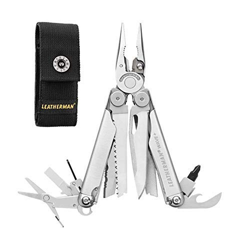 Leatherman Wave Plus - The multi-tool for any task, 18 multipurpose tools with lockable blades for camping, DIY and outdoor adventures made in the USA in stainless steel