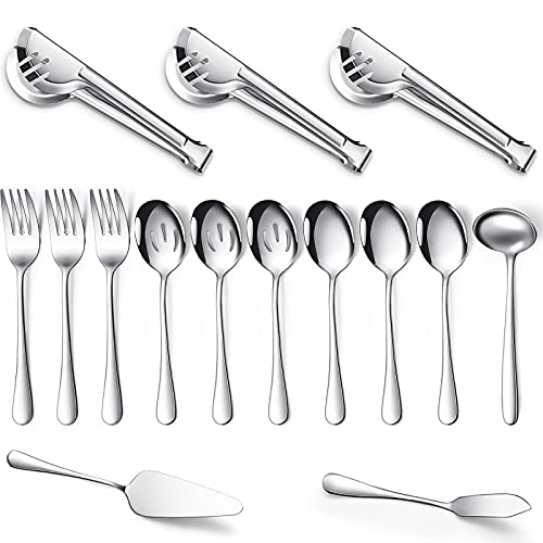 Consejos para Comprar Cubiertos para servir ensalada Top 5. 45 Utensilios para Servir, Cucharas Grandes para Servir Cucharas Ranuradas Tenedores Pinzas Cucharón para Sopa Pala para Tartas Utensilios para Catering Bufé Apto para...