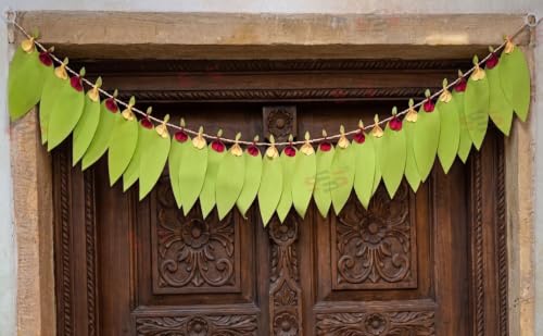 Image of S2S Artificial Leaves Kumkum Toran for Main Door Entrance (1 Pcs) (40 Inch Length) | Door Hangings for Home Decoration | Perfect for Diwali, Ganpati, Temple, Mandir Decoration