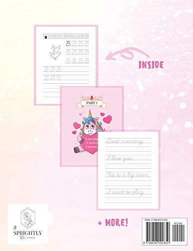 Unicorn Cursive Handwriting Workbook for Kids: Cursive Handwriting Practice Book for Kids Grade 1-5 | 3 in 1 Learning Cursive Handwriting Workbook for ... Words, and Sentences - Magical Unicorn Theme - Image 2