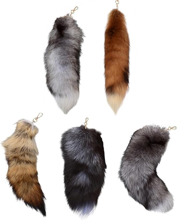 5 Stück Fuchsschwanz Anhänger Fell Schwanz Keychain 40cm Extra Groß...