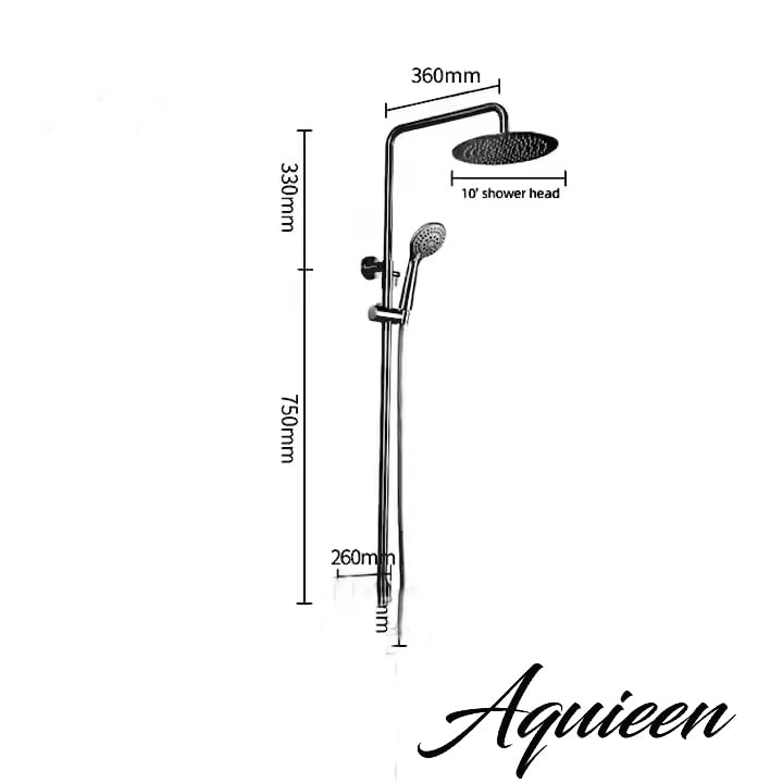 Image of Aquieen Shower Column Set Wall Mounted Wall Mixer with Sliding Rail, Hand Shower, and Overhead Shower (Cuff Gun Grey)