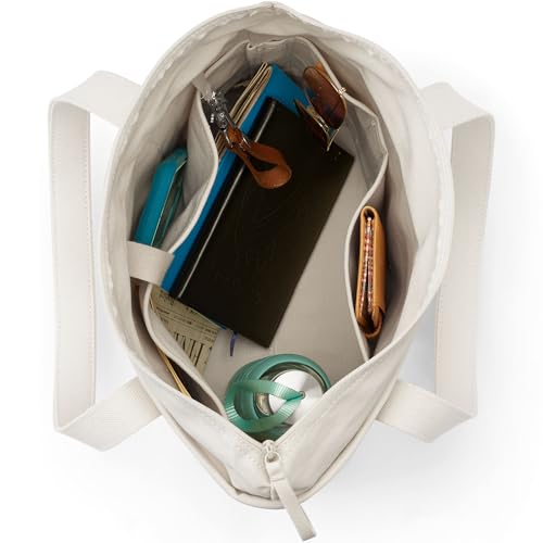 Image of Lands' End Zip Top Long Handle Canvas Tote Bag