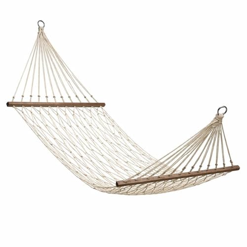 Hamaca Macramé de 270 x 80 cm (Zona Útil 190 x 80 cm) Hamaca de Red Estilo Boho para Jardín Terraza Interior Camping Campers o Caravanas Bolsa de Transporte incluida