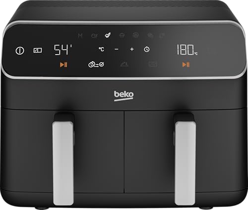 BEKO - Friteuse peu d'huile, AirFryer, 2 cuves 8.5 L, Noir