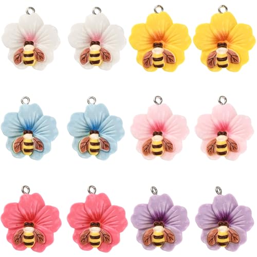 Pendentifs pour fabrication de bijoux abeille et fleur de cerisier en boîte - 2