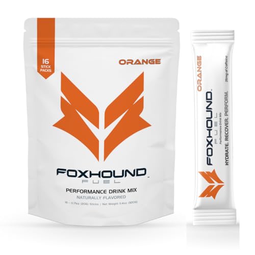 Foxhound Performance Drink Mix | Energy, Hydration, Recovery | Clean Blend of Electrolytes, Vitamins, Carbs and Caffiene for Men and Women | Natural Ingredients | 16 Stick Packs