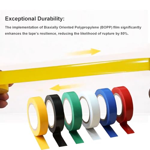 Image of Electrical Tape Multicolor 6 Pack, 3 /4 in x 33ft, PVC Insulation Tape, Flame Retardant & Weather Resistant, Color Coding for Wires, Circuits, and DIY Projects