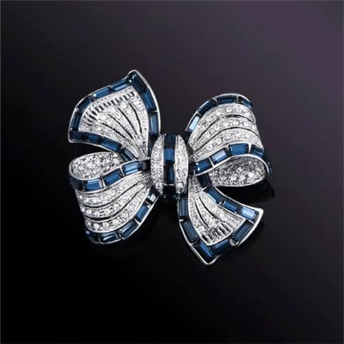 Rhinestone Bow Collar Brooch Crystal Bow Brooch Pin Vintage Blue Sparkling lapel Pin Crystal Collar Pin Ribbon Bow Brooch Badge Clothing Accessory Women's Jewelry Gift4