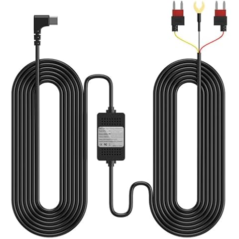 PATILWON Dash Cam Hardwire Kit USB C Port, 11.5ft Dashboard Camera Car Charger Cable 12V- 24V to 5V/3A Low Voltage Protection Cover
