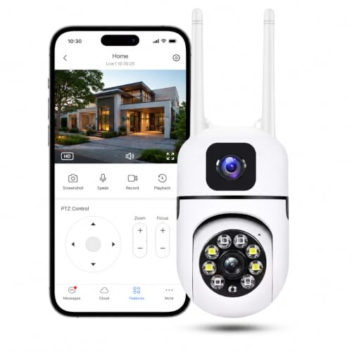 Image of Eyetech 4+4MP Smart WiFi PTZ CCTV Camera for Home Outdoor | 360 View | Color Night Vision | Two Way Audio | Wireless Security Camera with Mobile App V380 Pro (Dual Lens Mini Dome)