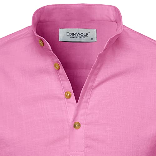 Image of Men's Full Sleeve Beige Color Cotton Blend Spread Slim Fit Shirt Style Kurta for Men and Boys