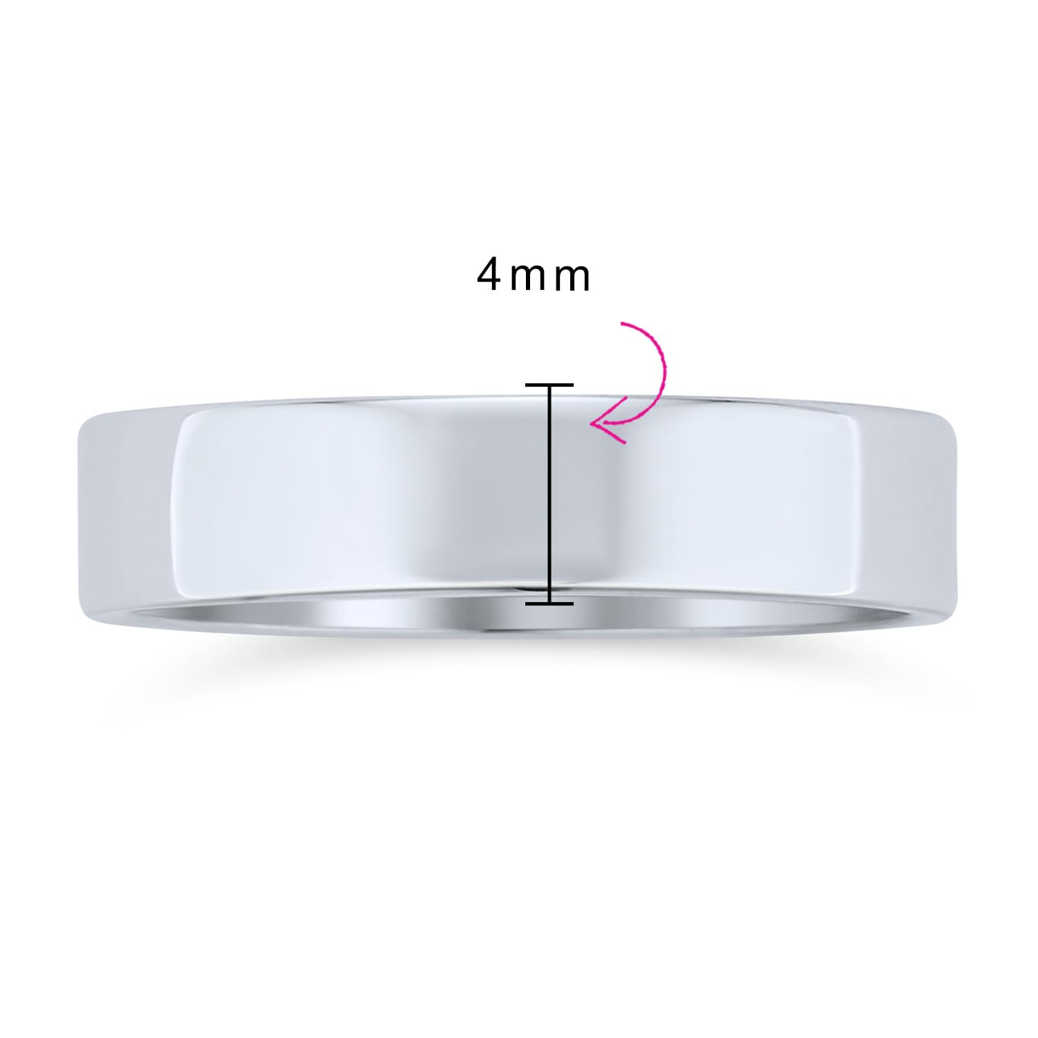 Minimalistisch Schlicht Einfach .925 Sterling Silber Flach Paare Hochzeit Band Ring Für Frauen Für Männer 4Mm
