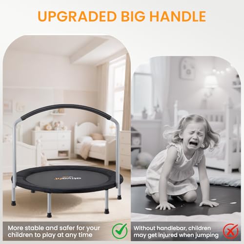 ATIVAFIT 36“ Kids Trampoline with Big Handle Compact Indoor/Outdoor Mini Trampoline for Toddlers 2‑6 Years (Black) by ATIVAFIT - Used condition - Image 5