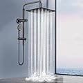 MakeFit All Metal Rainfall Shower Heads with Handheld Combo - 10 Inch High Pressure Rain Shower Head 9 Modes Handheld Shower Head with Height Adjustable Shower Extension Arm and Slide Bar Matte Black