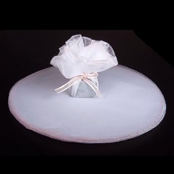 White Shiny Organza Tulle Circles with White Edge - Pack of 25