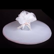 White Shiny Organza Tulle Circles with White Edge - Pack of 25