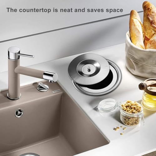 Caneca de basura cuadrada de plástico con tapa de acero inoxidable 8L miniatura 3
