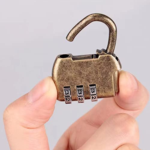Image of Vintage Antique Style 3 Digit Combination Lock Mini Bronze Password Padlock Small Metal Padlock Archaize Style Lock for Jewelry Box Storage Box Diary Book,Pack of 3