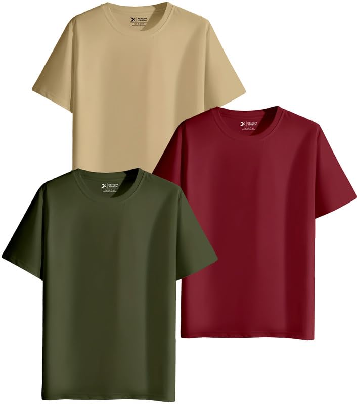 Image of XENOVAURBAN Unisex Regular Cotton Combo of 3 Solid Color Tshirt