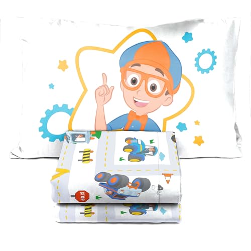 Jay Franco Blippi & Meekah Trucks Toddler Comforter Set - 4 Piece Blue Bedding Sheet Set & Pillow Cover thumb #5