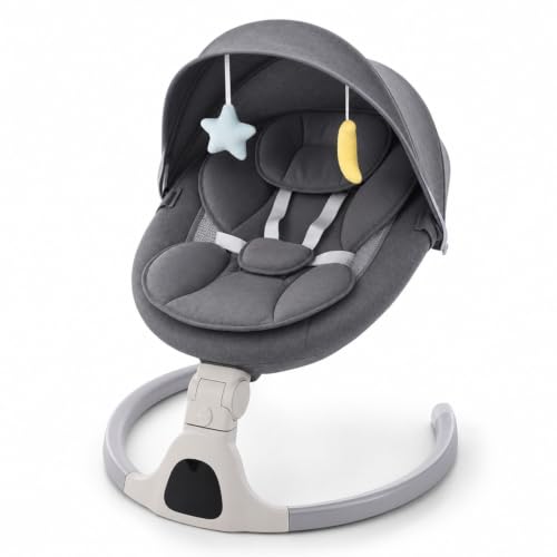 Soobaby Baby Swing for Infants,Electric Swing for Babies,Portable Swing for Baby Boy Girl,Remote Control Indoor Baby Rocker with 5 Sway Speeds,Music and Bluetooth,Black