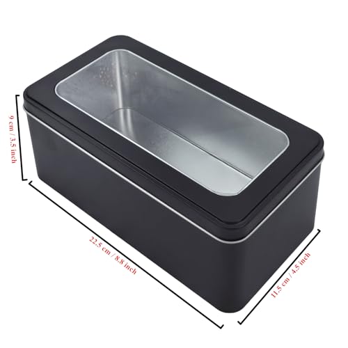 Goodma 2Pcs Rectangle Metal Tins Containers with Window Lids Mini Storage Canister Jars Set for Home Kitchen Office and School Supplies - Image 2