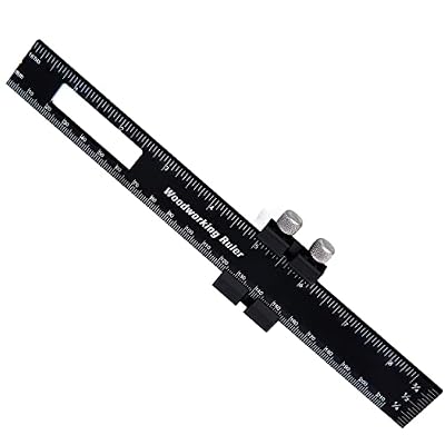 Precision Pocket Ruler 8 Inches Woodworking Scribing Ruler Professional T Track Ruler Woodworking Layout Ruler Marking Measuring Ruler Inch/Metric Ruler with Slide Stops Folding Ruler Metal Ruler Kit