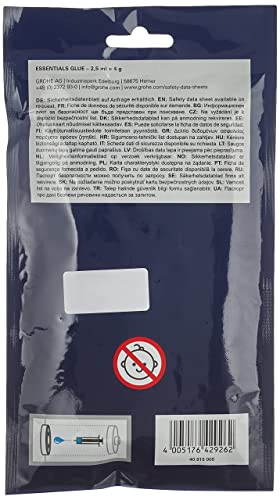 GROHE Essentials, Kleber für Badaccessoires ohne Bohren (geeignet für Marmor, Fliesen, Glas, Kunststoff, Holz, Metall etc., Aushärtungszeit 24 Stunden), 40915000