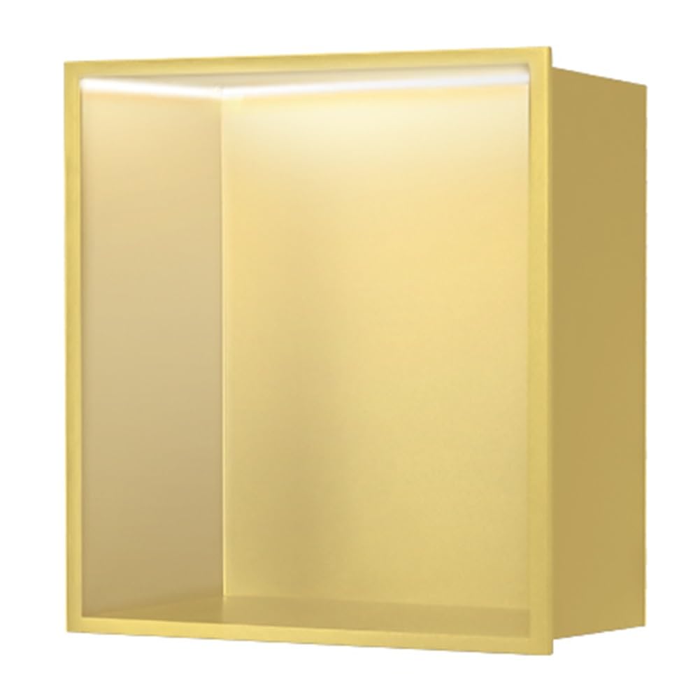 QUSYZD Stainless Steel Shower Nich, Waterproof Storage Bathroom Wall Insert Shelves, Recessed Shower Niche for Living Room Kitchen Bedroom Bathroom,Gold-90x28x12,Gold-32x32x12.5cm/1.04x1.04x0.41ft