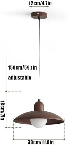 Miniatura 4 de Lámpara colgante de cristal con forma de globo nórdico, moderna lámpara colgante vintage con acabado de grano de madera de 11.8 pulgadas, cable