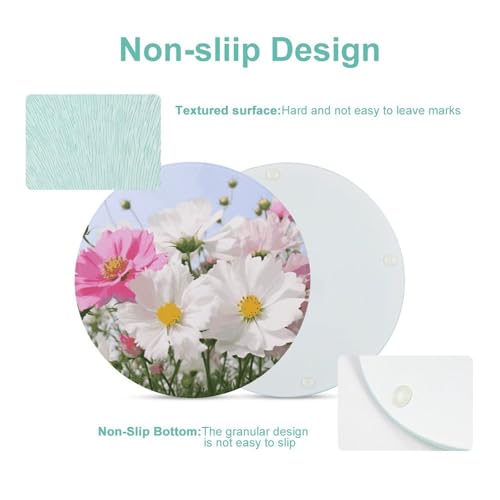 Planche à découper de comptoir en verre durable avec fleurs roses résistante aux rayures - 4