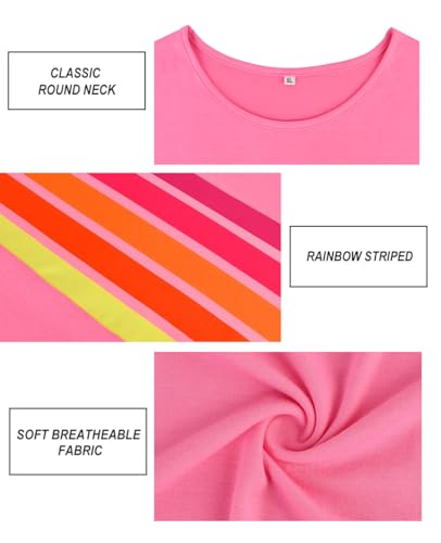 Image of CARCOS Plus Size Tops for Women Short Sleeve Summer Pullover Color Block Crewneck /V Neck Tee Tunic Loose Fit Tshirts XL-5XL