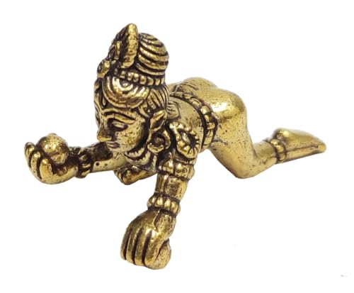Estatua miniatura de latón Laddu Gopal Baby Krishna miniatura 4