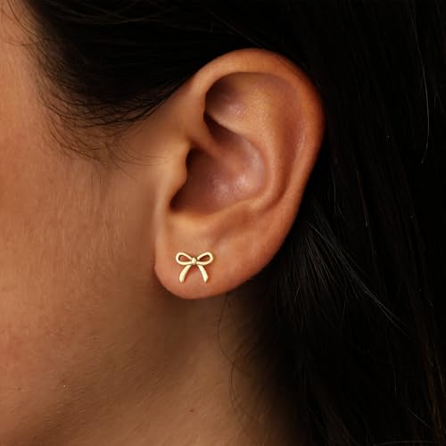 JIAOGE Dainty Bow Earrings for Girls – Hypoallergenic Gold Studs Jewelry for Kids and Teens, Perfect Birthday Gifts for Ages 6-12 - Image 2