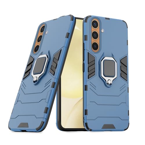 Image of Pikkme Samsung Galaxy S24 5G Back Cover | D5 Tough Armor Bumper | 360 Protection Case | Ring Holder Stand Case for Samsung Galaxy S24 5G (Blue)
