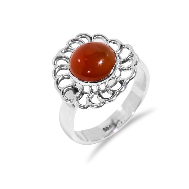Bague de promesse en argent 925 et cornaline pour couple uni