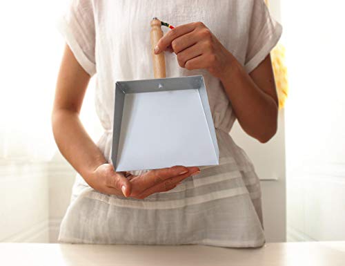 Oakart Mini Kehrschaufel und Besen Set aus Metall handgefertigt Naturpalmenbesen Grau – Bild 5