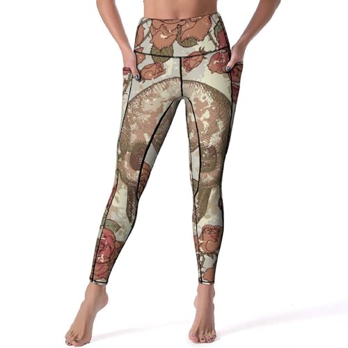 Legging rose crâne vintage galbant à taille haute pour le fitness et le yoga