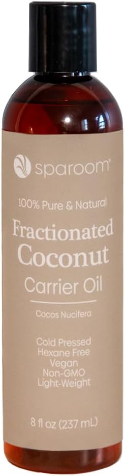 SpaRoom 100% Pure and Natural Carrier Oil, Hair and Skin Moisturizer, Aromatherapy and Massage Oil Base for Essential Oils, 8 Ounces, Fractionated Coconut Oil