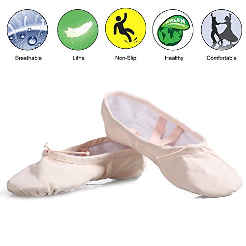 DKZSYIM Ballet Canvas Dance Shoes Slipper Yoga Flat Split Sole for Girls,CBC3